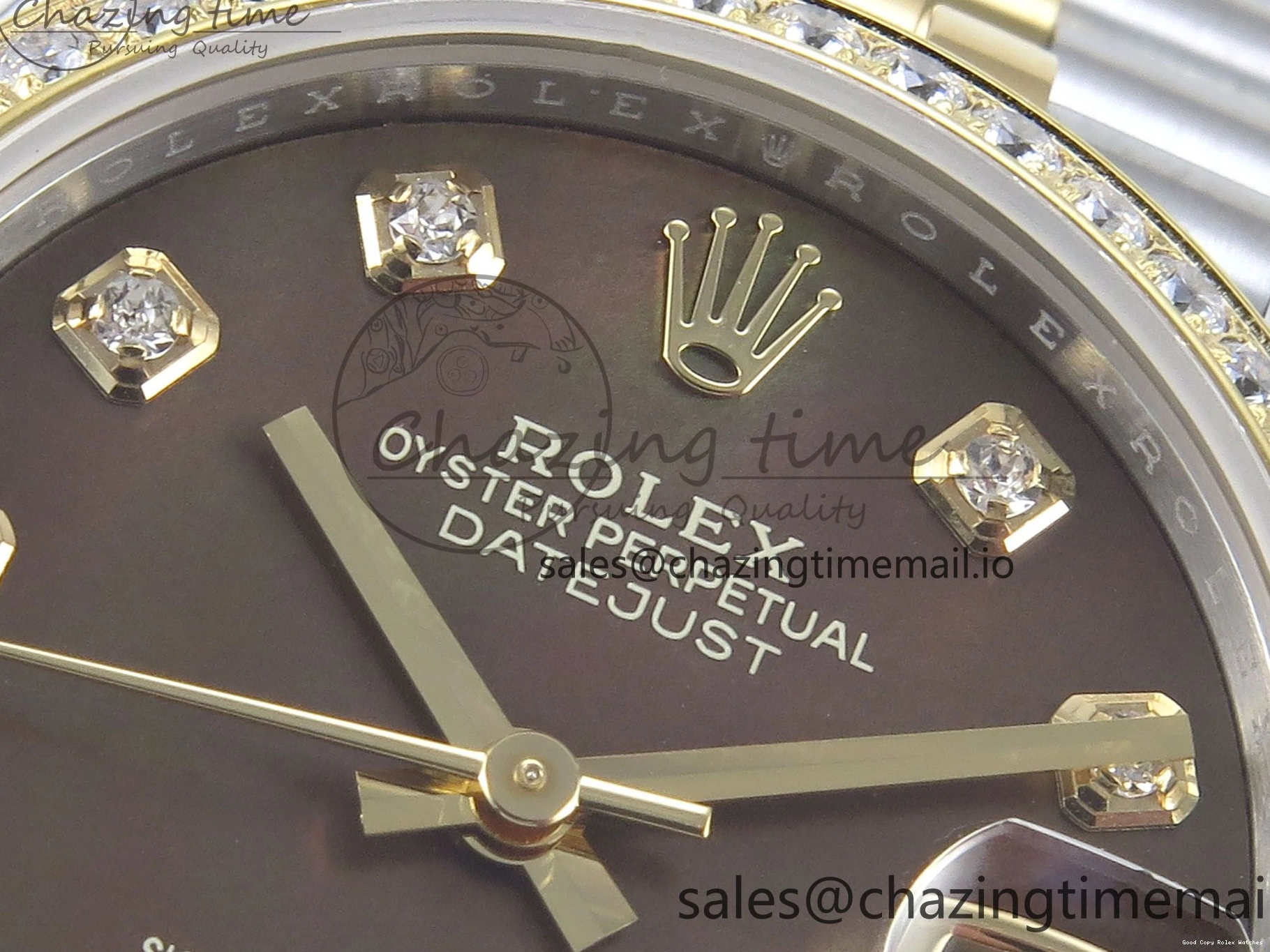 Good Copy Rolex Watches Bezel on Dial ARF Bracelet Best Snug 409 Edition Diamonds DateJust Jubilee ETA YG 1:1 Brown 904L SS Diamonds 31 278383RBR Steel 1222